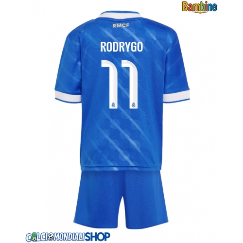 Maglie da calcio Real Madrid Rodrygo Goes #11 Terza Maglia Bambino 2025-26 Manica Corta + Pantaloni corti)